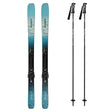 Stance80-Two skis with bindings and two ski poles on a white background