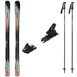 StancePro82-Pair of Salomon skis with bindings and ski poles on a white background