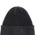 SaltyLinedSEBeanie-Black beanie with a logo patch on a white background