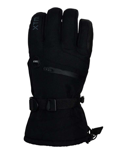 SamuraiGlove-A single black outdoor glove with a wrist strap and zipper pocket, shown against a plain white background. The brand name 'XTM' is visible on the back of the hand and near the wrist.