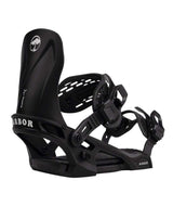 Sapling- Black and white snowboard binding on a white background