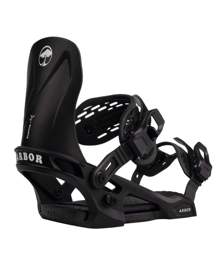 Sapling- Black and white snowboard binding on a white background