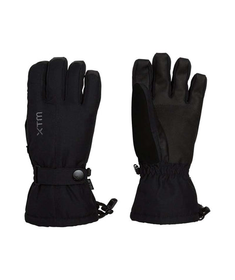SapporoIIGlove-A pair of black XTM winter gloves shown against a plain white background, displaying both the back of one glove and the palm/interior of the other.