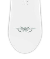 Saturday- White, light blue, and pink snowboard on a white background