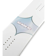 Saturday- White, light blue, and pink snowboard on a white background