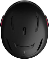 SavorGTVisorPhoto- Black Atomic helmet with a red visor and a black chin strap on a white background