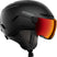 SavorVisorStereo-Black ski helmet with red lens and 'Atomic' branding on a white background