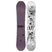 Scorp- Two views of a snowboard, one purple and one with black and white design, on a white background.