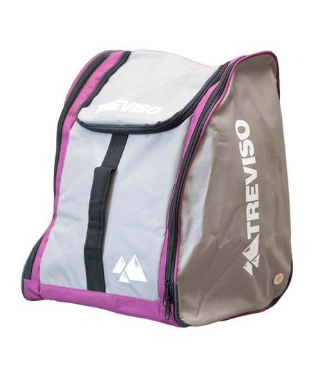 ScoutBootPack45L- White, Pink, and Black boot bag on a white background