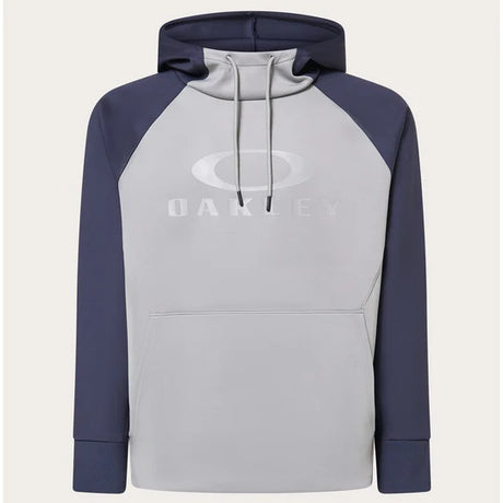 Sierra DWR Fleece Hoodie 2.0-Hoodie with gray body and navy sleeves on a white background
