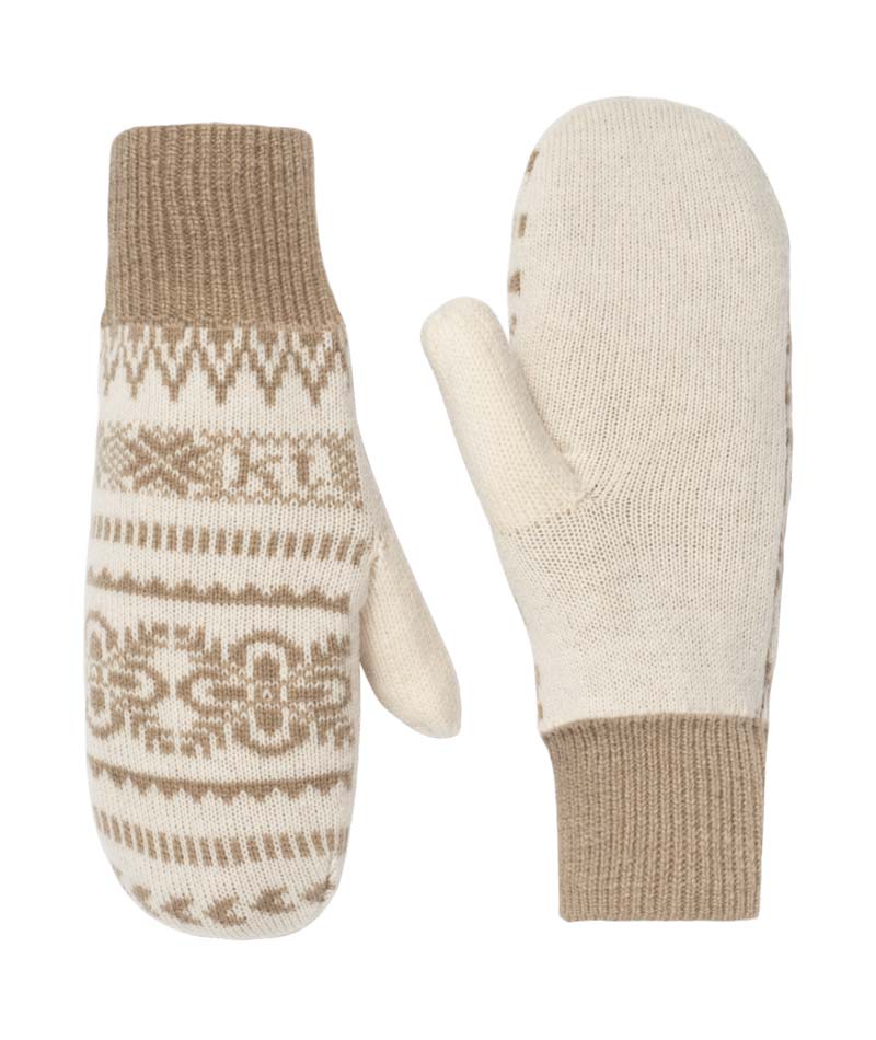 SelmaKnitMittens-Pair of knit mittens with a patterned design on a white background