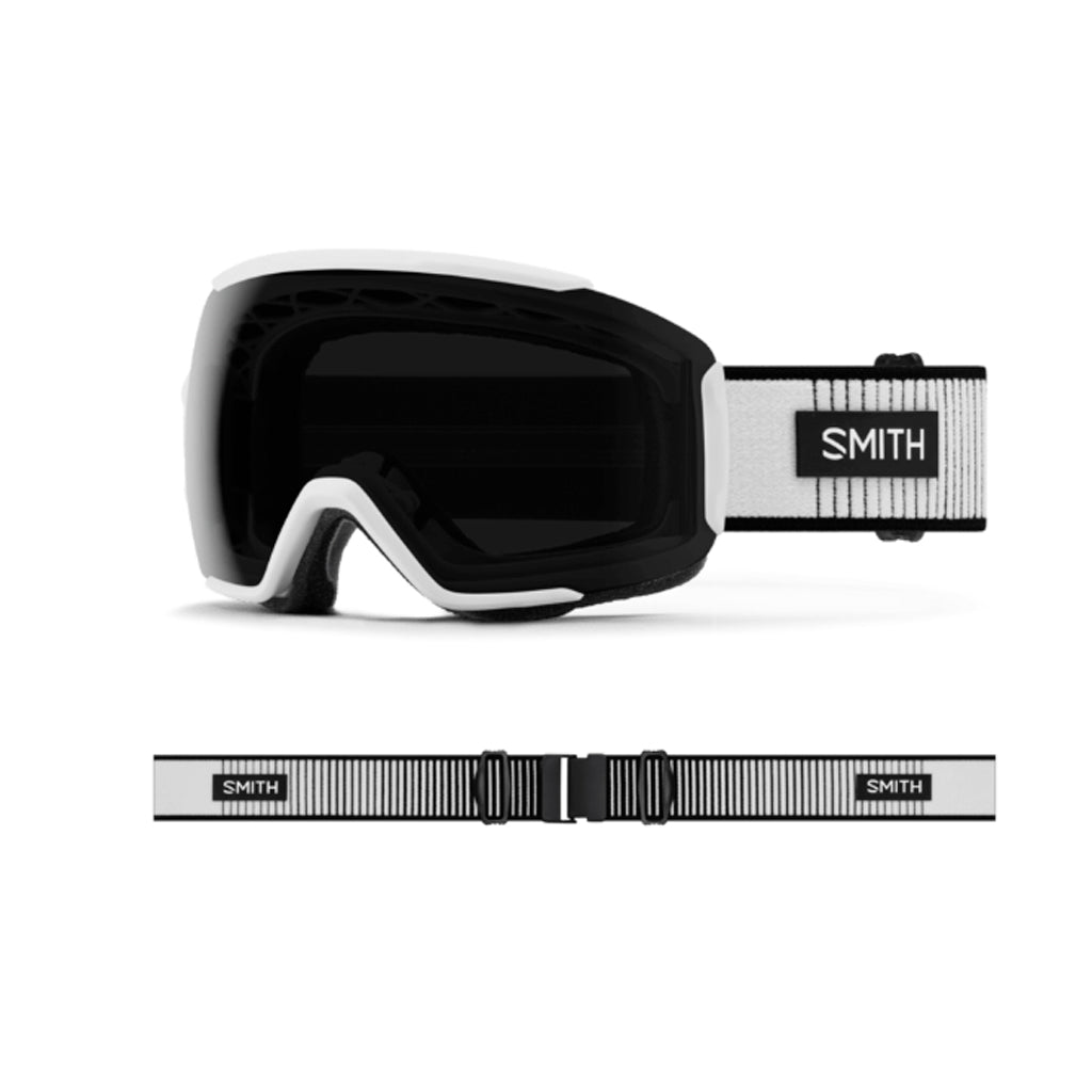 SequenceOTGGoggle-Smith goggles with black lenses and white frame on a white background