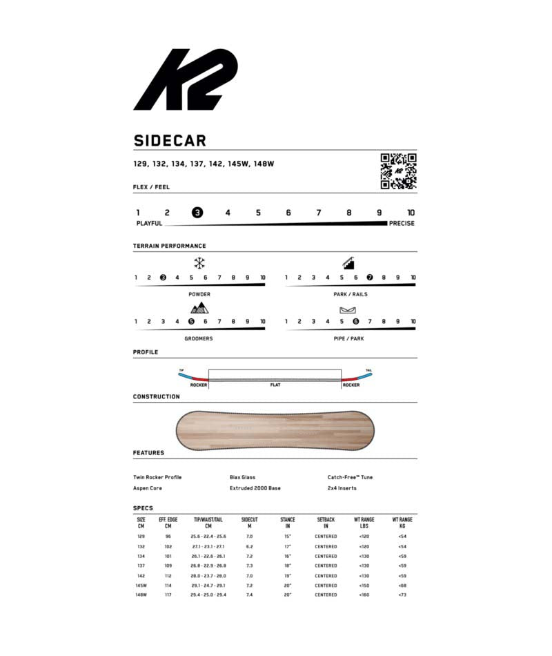 Sidecar- Black multicolored snowboard on a white background