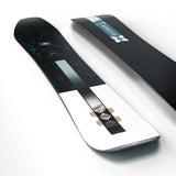 Sight- Black multi colored snowboard on a white background