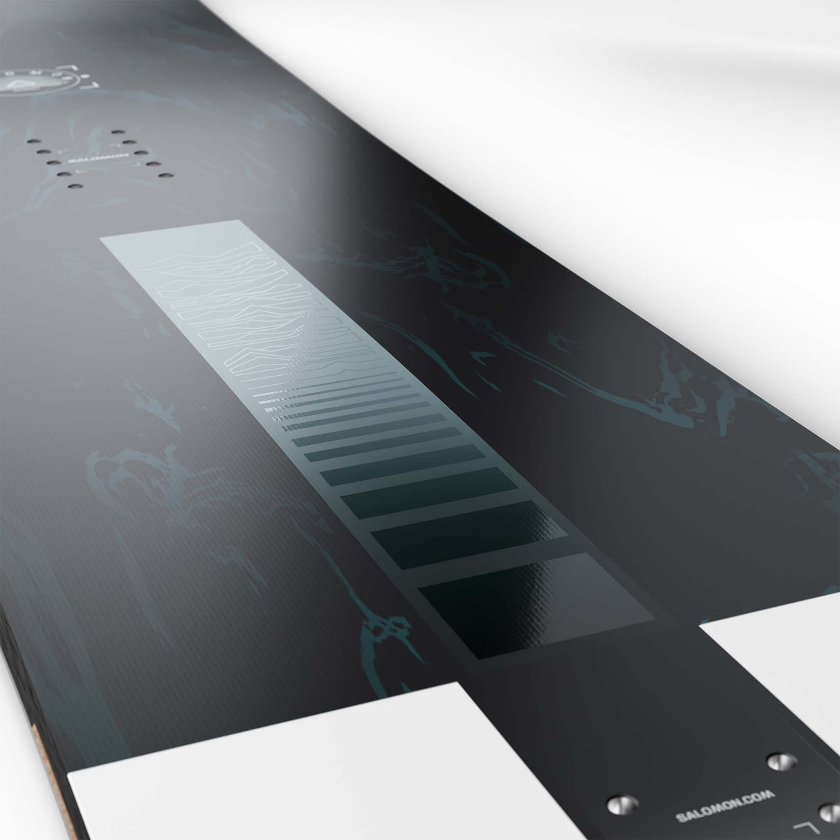 Sight- Black multi colored snowboard on a white background
