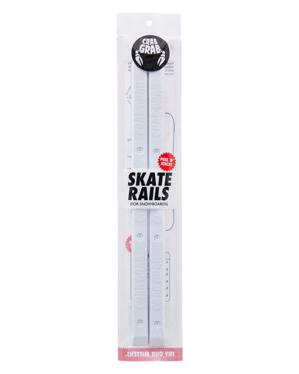 SkateRails-White skate rails in packaging with branding on a white background
