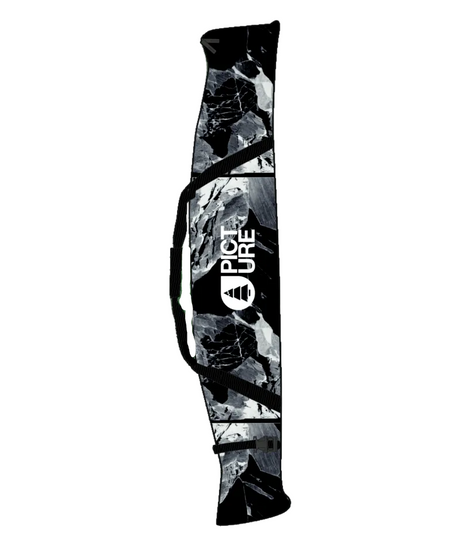 SkiBag- A long, narrow black and white camouflage carrying bag with black handles and a white 'Picture Organic' logo printed on the front, shown against a plain white background.
