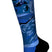 SkiTargetedCushionStormPeakPrintOTCSocks-Blue knee-high sock with mountain and landscape design on a white background