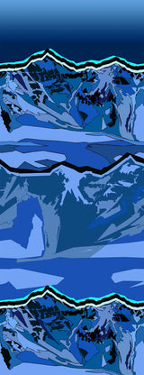 SkiTargetedCushionStormPeakPrintOTCSocks-Abstract blue mountain landscape with a reflective surface