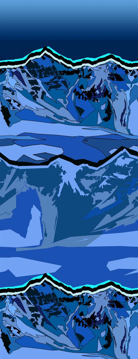 SkiTargetedCushionStormPeakPrintOTCSocks-Abstract blue mountain landscape with a reflective surface
