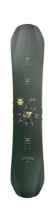 Slapstick- Green snowboard with branding on a white background