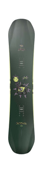 Slapstick- Green snowboard with branding on a white background