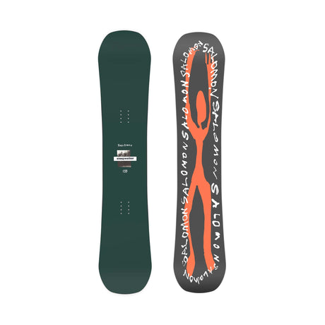 SleepwalkerGrom-Salomon snowboard with green and black design on a white background