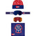 SmartyMagneticGogglePack- A PBR Blue Ribbon ski/goggle accessory set on a white background, including a red and navy beanie, blue goggle strap, orange-tinted lens, and a blue branded square patch.