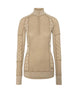 Smekker1_2ZipBaseLayer-Beige knitted sweater with a pattern on a white background