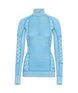 Smekker1_2ZipBaseLayer-Light blue sweater with intricate patterns on a white background