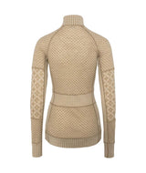 Smekker1_2ZipBaseLayer-Beige knitted sweater with a pattern on a white background