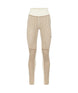 SmekkerHighWaistBaseLayerPant-Beige leggings with a white waistband on a white background