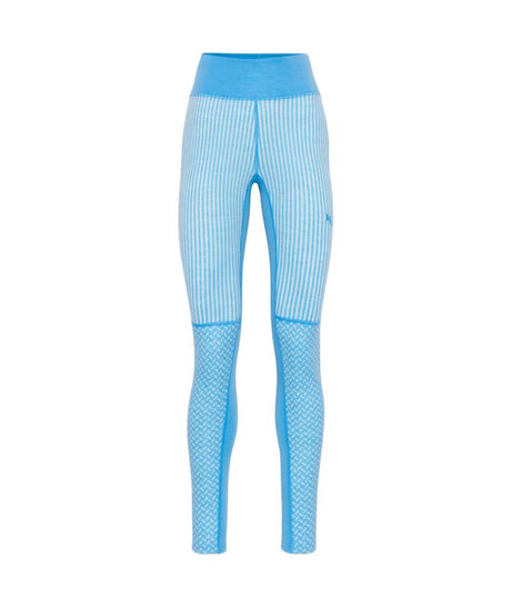 SmekkerHighWaistBaseLayerPant-Blue leggings with a checkered pattern on a white background