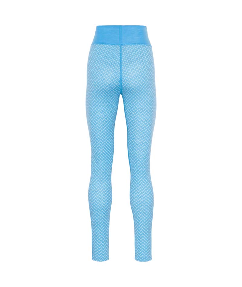 SmekkerHighWaistBaseLayerPant-Blue leggings with a checkered pattern on a white background