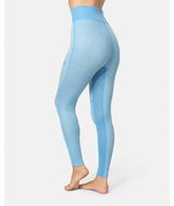 SmekkerHighWaistBaseLayerPant-Blue leggings with a checkered pattern on a white background