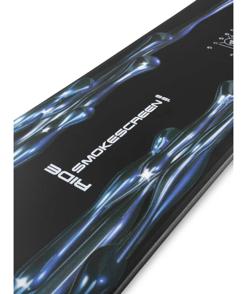 Smokescreen- Black and blue snowboard on a white background