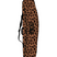 SnowBag-A long, narrow soft-sided bag with a tan and black leopard print pattern, shown upright against a plain white background. The bag has black trim, a black shoulder strap, and a black logo printed near the center.