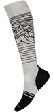 SnowboardFullCushionIguchiOTCSocks- White knee-high sock with black geometric pattern on a white background
