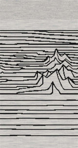 SnowboardFullCushionIguchiOTCSocks- Black and white striped pattern with mountain-like shapes on a textured background