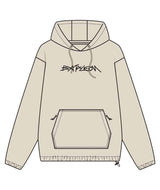 SnowproofHoodie-Beige hoodie with a brand logo on a white background