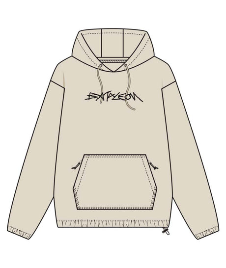 SnowproofHoodie-Beige hoodie with a brand logo on a white background