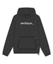 SnowproofHoodie-Black hoodie with a brand logo on a white background