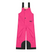 SnowyToddlerBibPant-Bright pink snow bib with black trim and adjustable shoulder straps, shown flat against a white background.