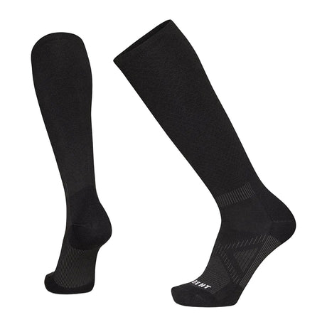 Zero Cushion Compression Snow Sock-Black knee-high socks on a white background