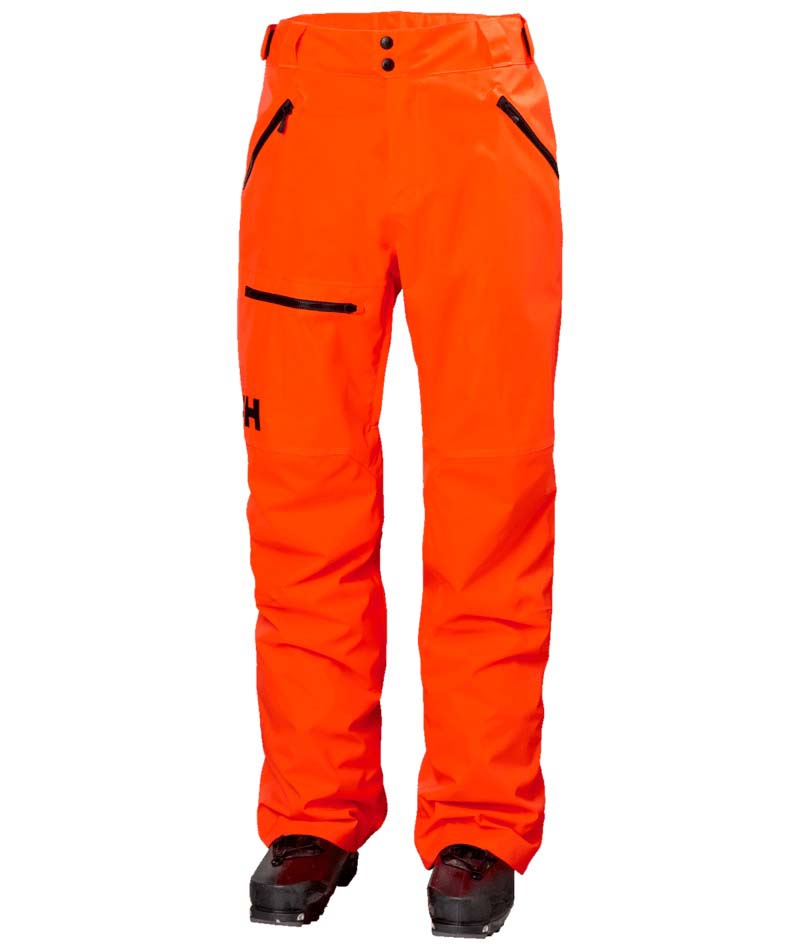 SognCargoPant-Orange snow pants with black accents on a white background