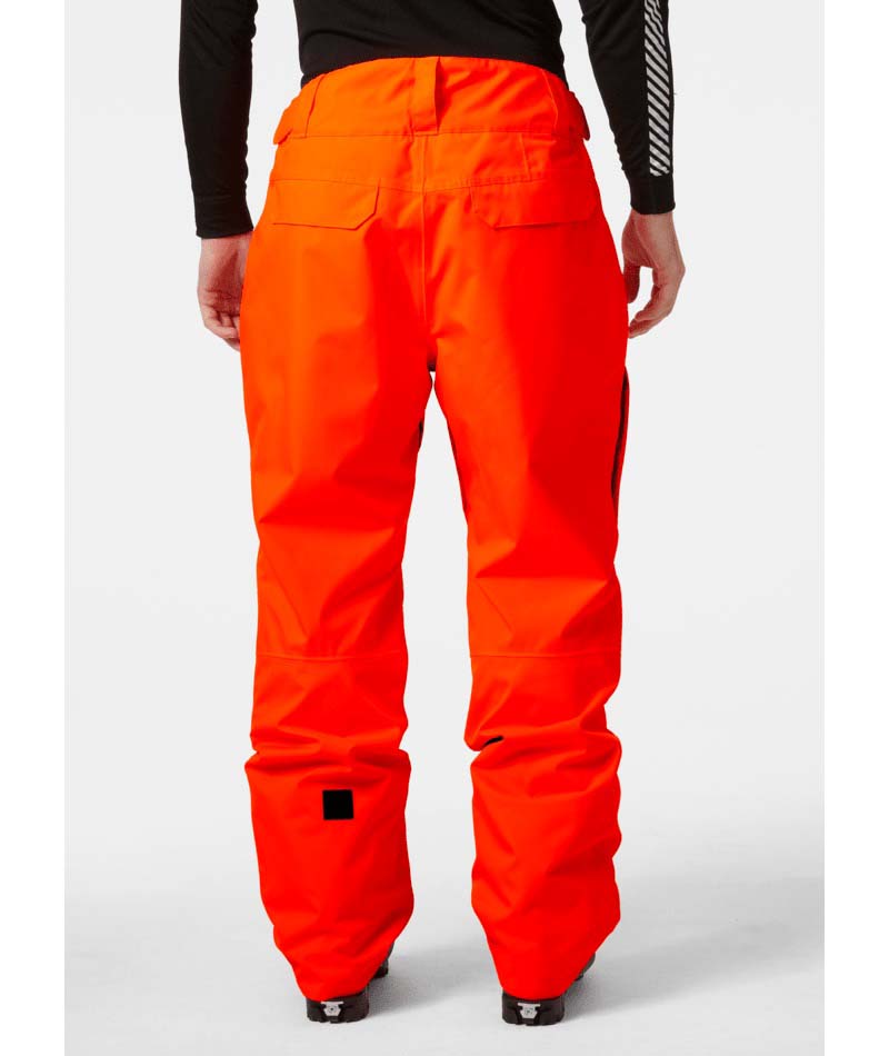 SognCargoPant-Orange snow pants with black accents on a white background