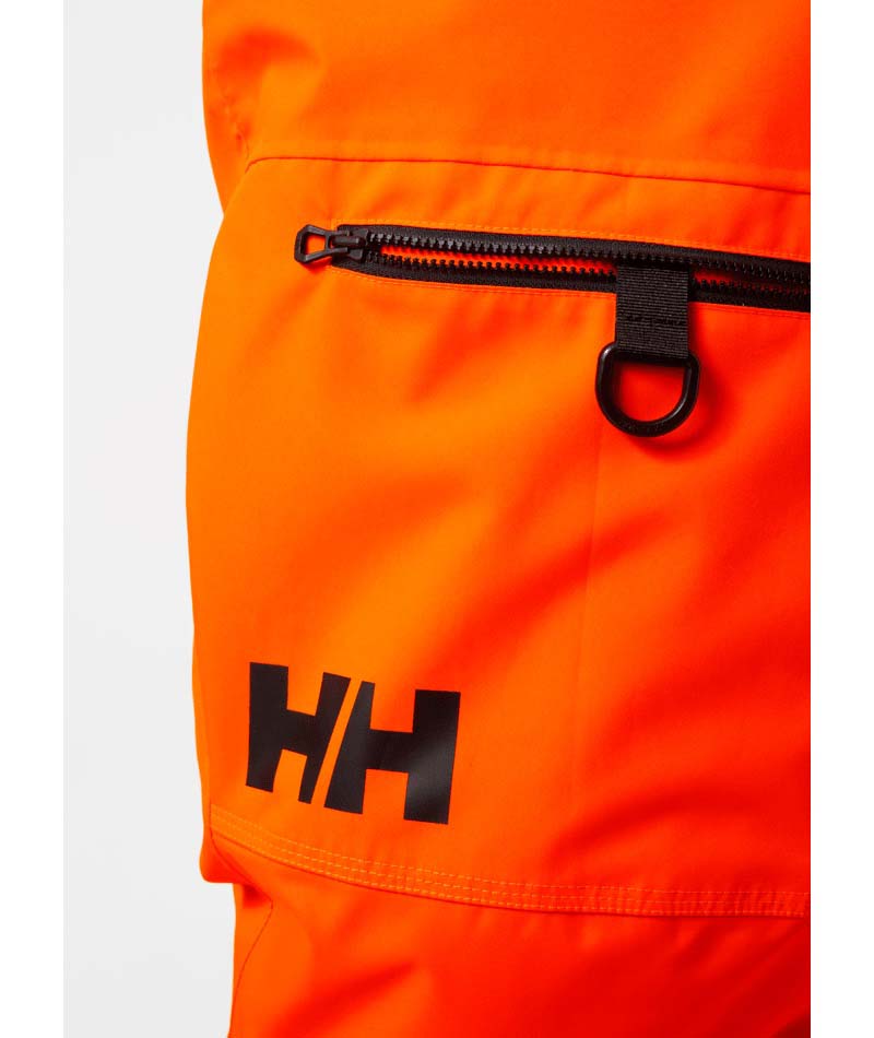 SognCargoPant-Orange snow pants with black accents on a white background