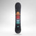 Soulside- Black snowboard with a multicolored floral pattern in the center on a white background