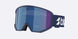 Spark-Bliz ski goggles in dark blue with a mirrored blue lens and a matching dark blue strap, shown on a light gray background.