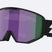 Spark-Bliz ski goggles in matte black with a mirrored purple lens and a matching black strap, shown on a light gray background.